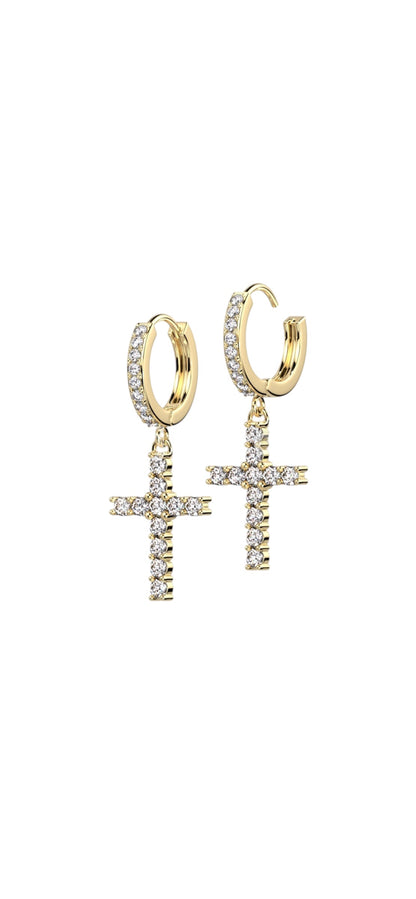 Diamond Cross Hoops