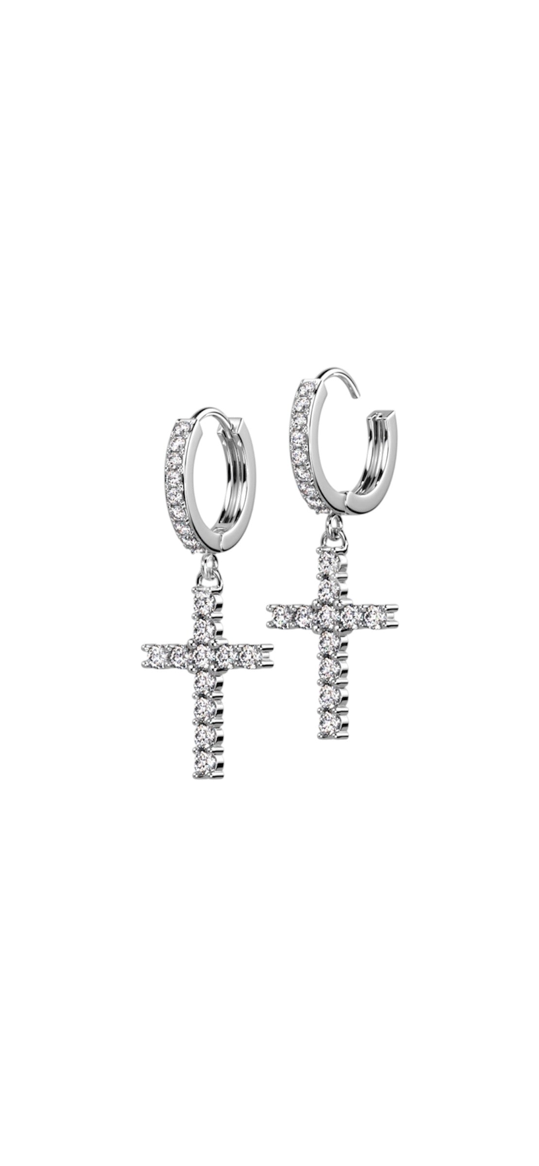 Diamond Cross Hoops